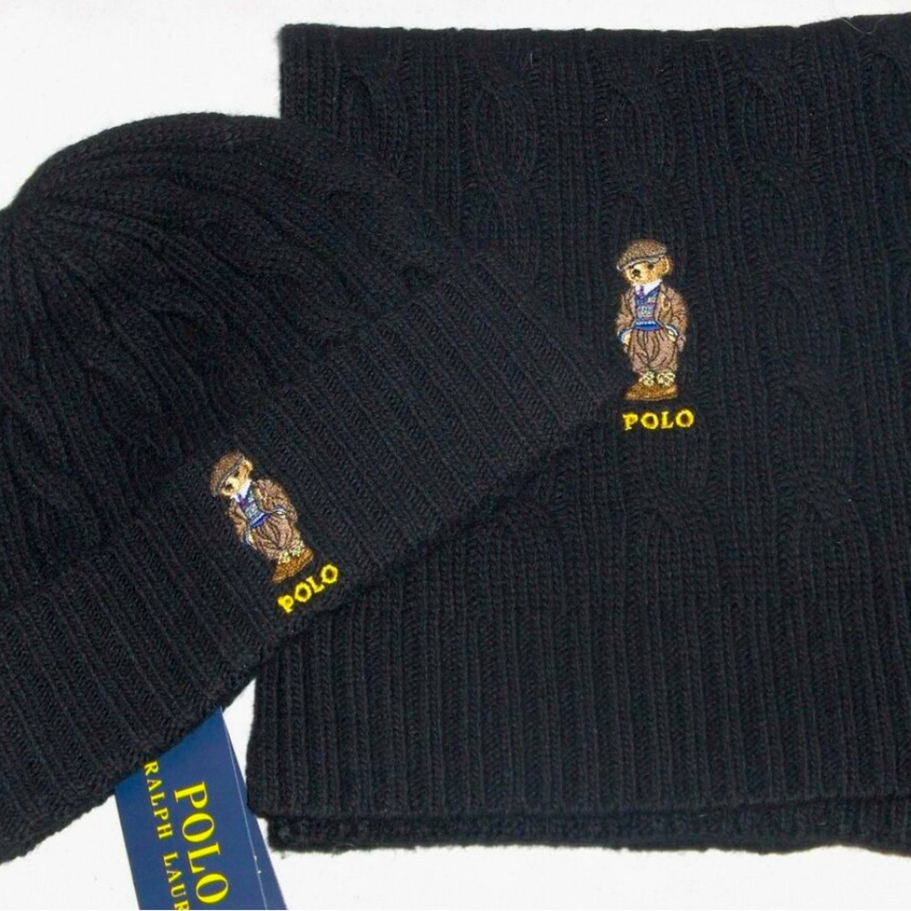 Polo Ralph Lauren Classic Cable Bear Gift Set - Scarf and Hat